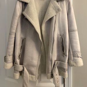 UO Oversized Faux Leather Aviator Jacket